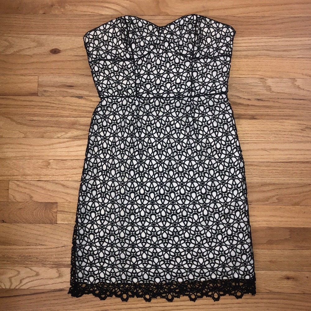 Cynthia Steffe White/Black Eyelet Lace Dress